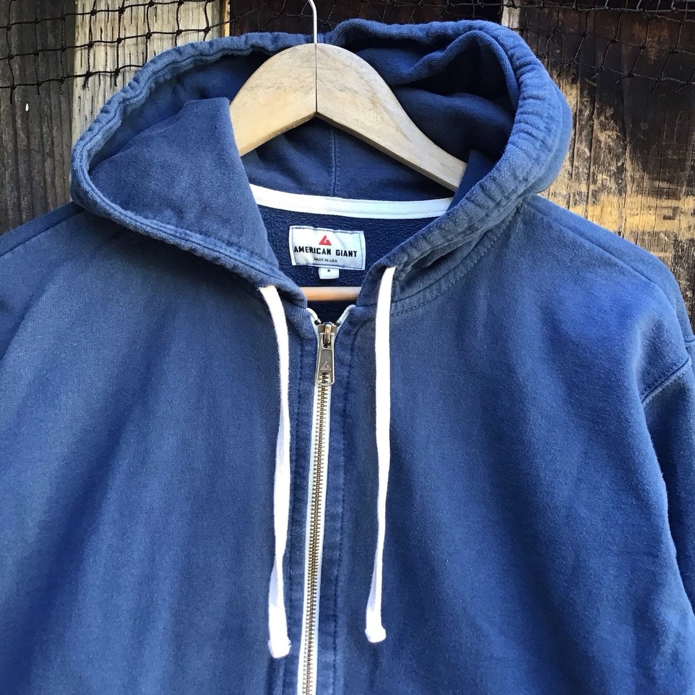 American Giant Classic Full Zip Hoodie Men's Small Blue Made in USA Heavyweight - Picture 3 of 7